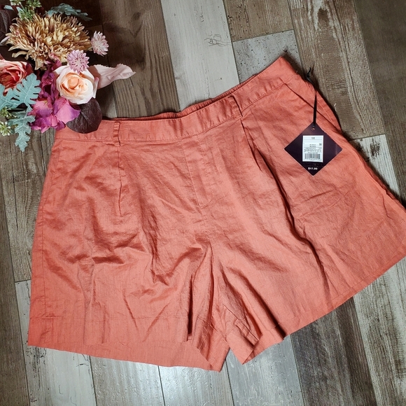 NWT Ava & Viv Plus Size Coral Red Linen Women's Shorts Size 1X - Picture 14 of 16